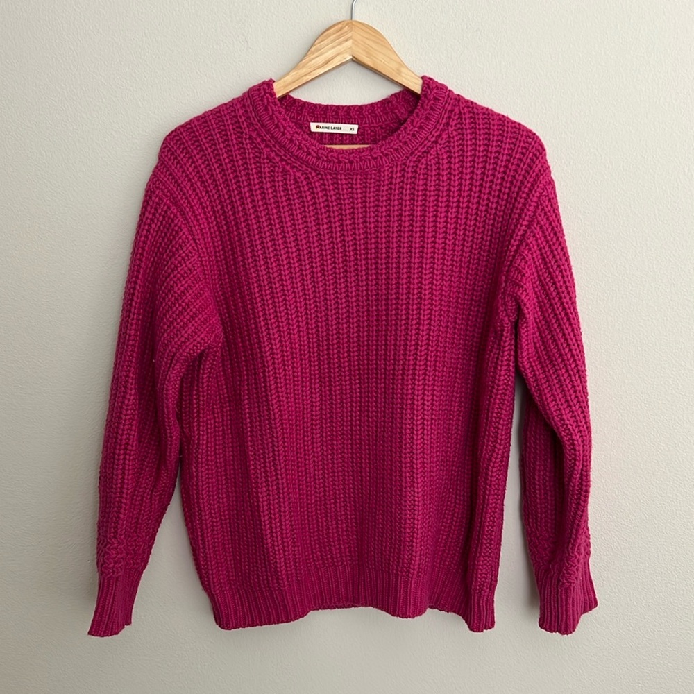 MARINE LAYER Oversized Crewneck Sweater Rose Violet Size XS